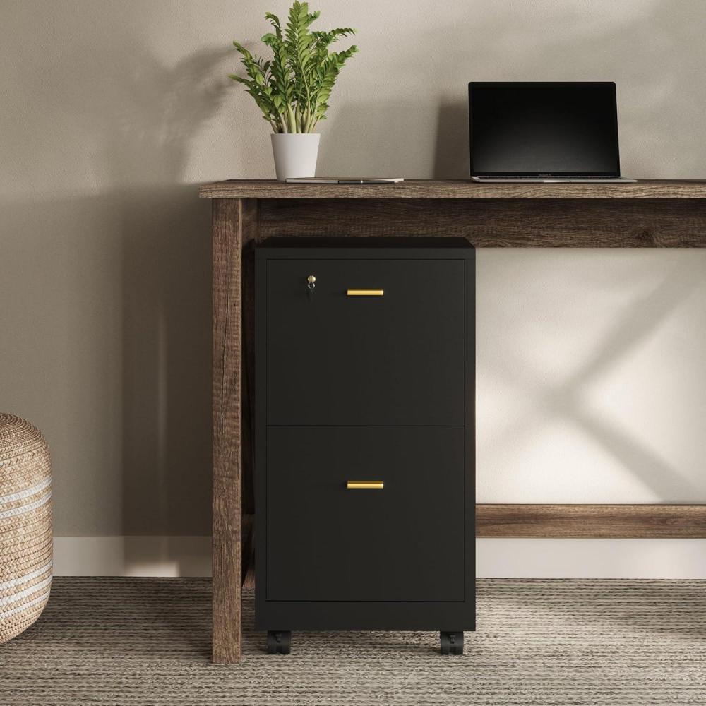imageFile Cabinet 2Drawer Cabinet with Lock and Deep Drawer Storage Rolling Filing Cabinet for Under The Desk Home or Office by Lavish Home BlackBlack