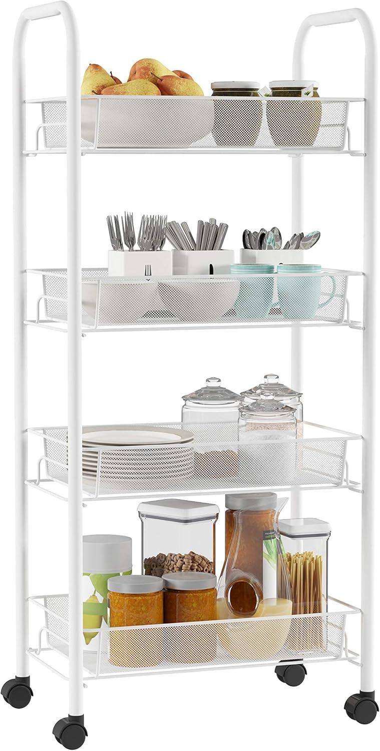 imageLavish Home 4Tiered Narrow Rolling Storage Shelves Mobile Space Saving Utility Organizer Cart for Kitchen Bathroom Laundry Garage or Office