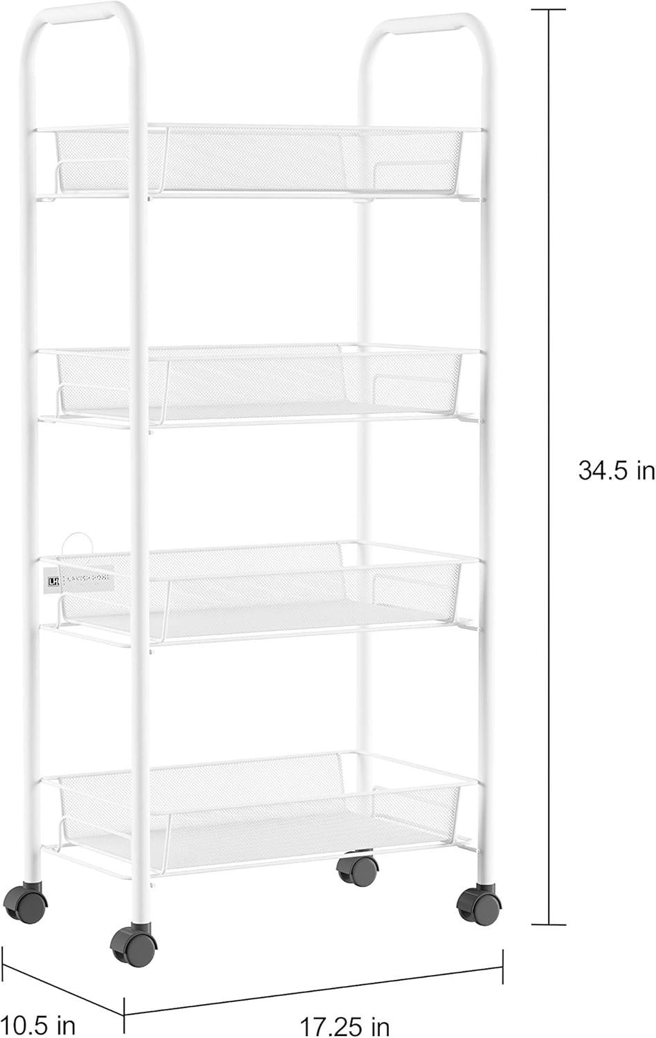 imageLavish Home 4Tiered Narrow Rolling Storage Shelves Mobile Space Saving Utility Organizer Cart for Kitchen Bathroom Laundry Garage or Office
