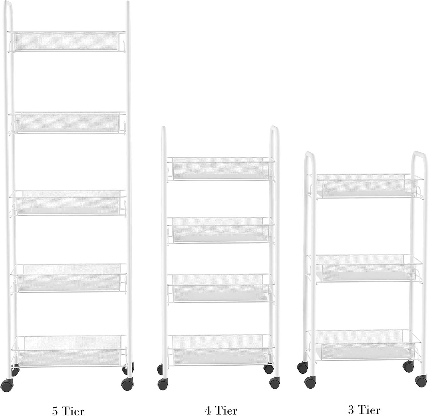 imageLavish Home 4Tiered Narrow Rolling Storage Shelves Mobile Space Saving Utility Organizer Cart for Kitchen Bathroom Laundry Garage or Office