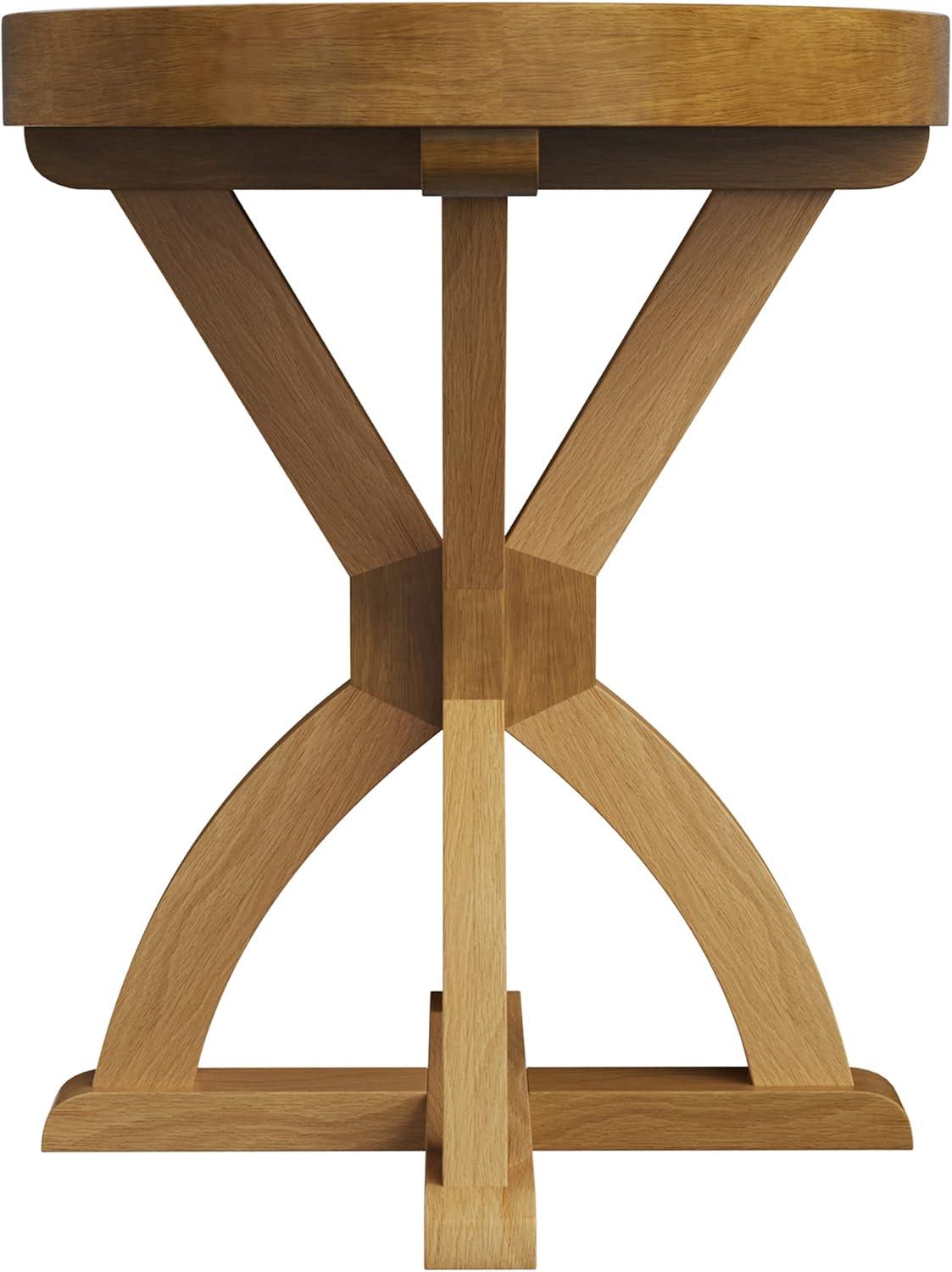 imageLavish Home Side Table Mango Wood Pedestal Table for Couch Loveseat Entryway or Bed Farmhouse Living Room Furniture Natural
