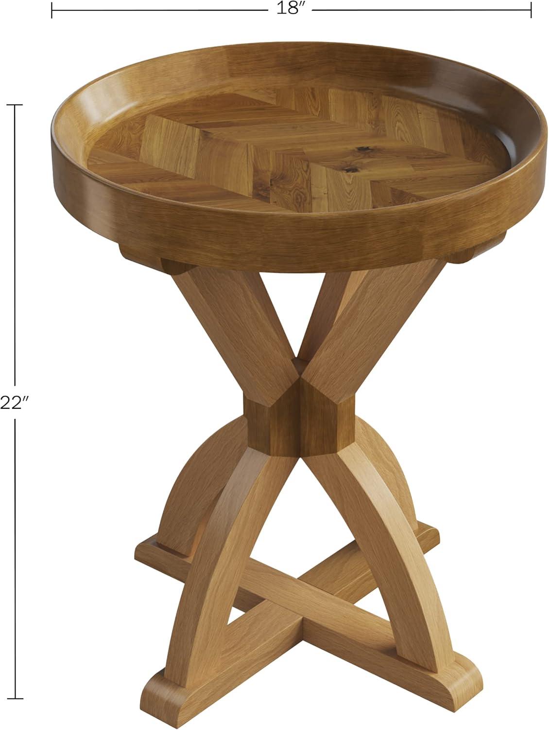 imageLavish Home Side Table Mango Wood Pedestal Table for Couch Loveseat Entryway or Bed Farmhouse Living Room Furniture Natural