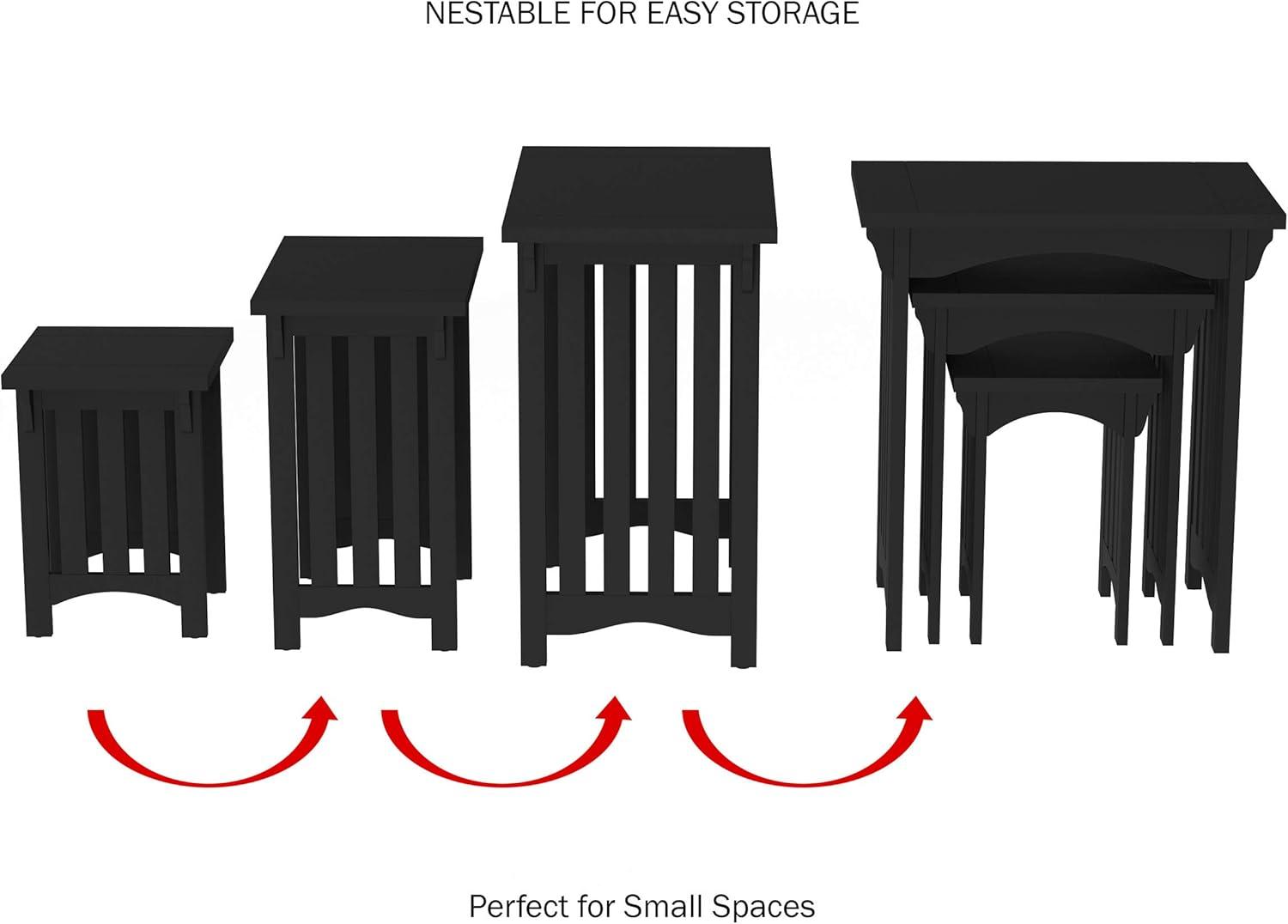 imageNesting TablesSet of 3 Traditional with Mission Style Legs for Living Room Coffee Tables or NightstandsHome Accent Furniture by Lavish Home BlackBlack