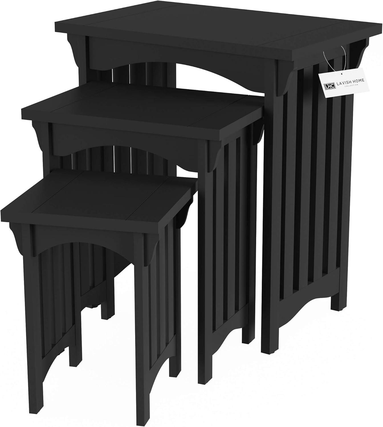 imageNesting TablesSet of 3 Traditional with Mission Style Legs for Living Room Coffee Tables or NightstandsHome Accent Furniture by Lavish Home BlackBlack