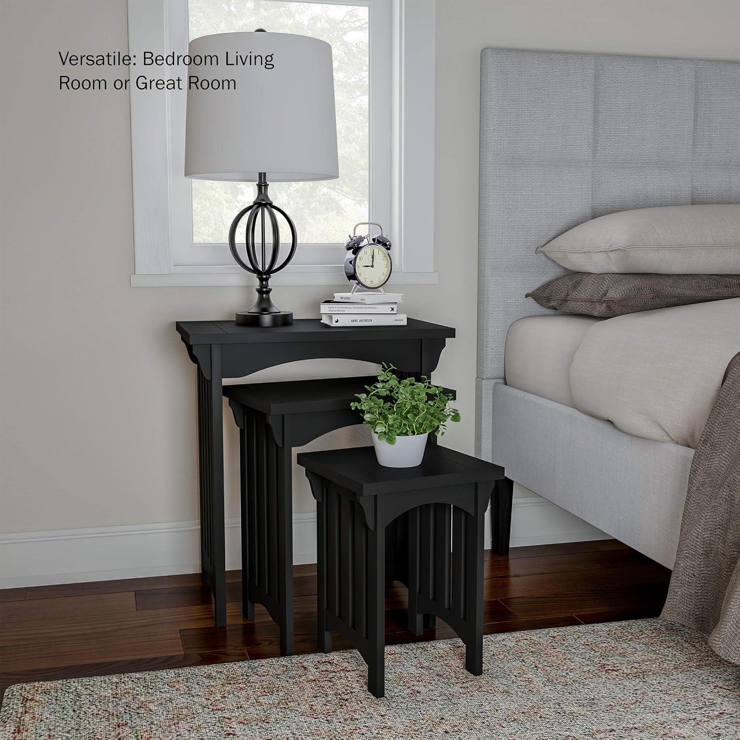 imageNesting TablesSet of 3 Traditional with Mission Style Legs for Living Room Coffee Tables or NightstandsHome Accent Furniture by Lavish Home BlackBlack