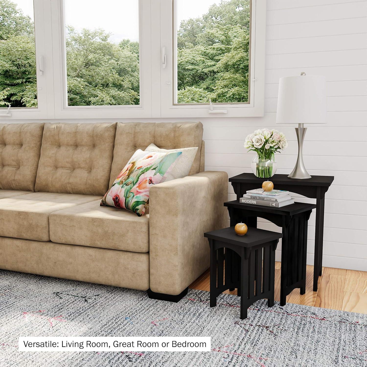 imageNesting TablesSet of 3 Traditional with Mission Style Legs for Living Room Coffee Tables or NightstandsHome Accent Furniture by Lavish Home BlackBlack