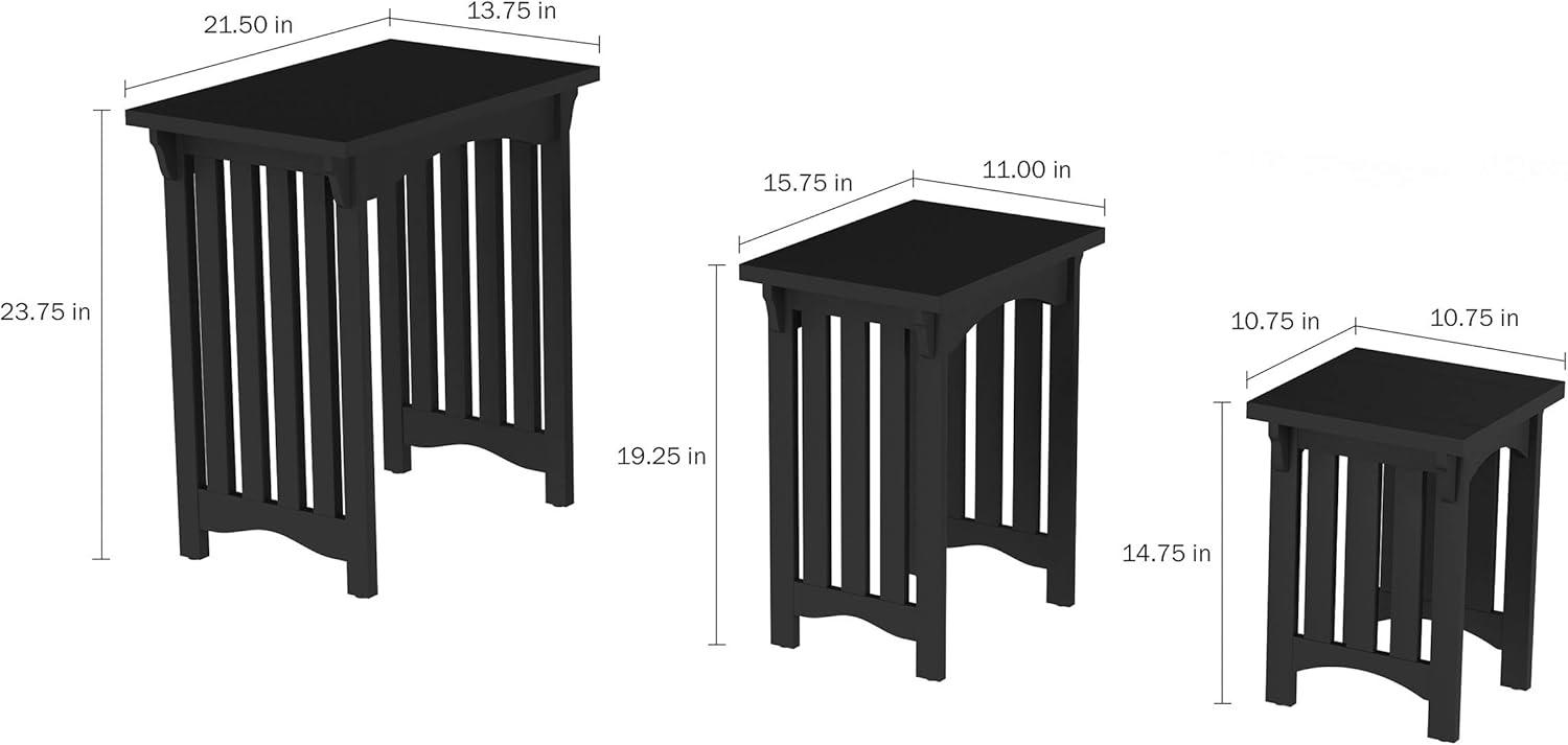 imageNesting TablesSet of 3 Traditional with Mission Style Legs for Living Room Coffee Tables or NightstandsHome Accent Furniture by Lavish Home BlackBlack
