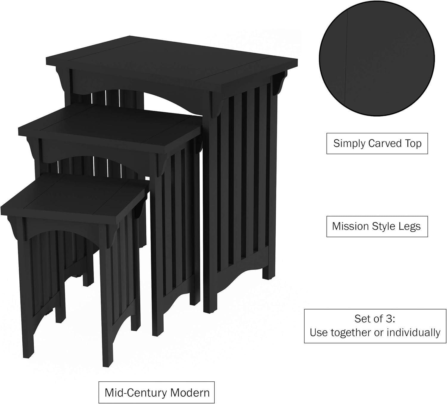 imageNesting TablesSet of 3 Traditional with Mission Style Legs for Living Room Coffee Tables or NightstandsHome Accent Furniture by Lavish Home BlackBlack