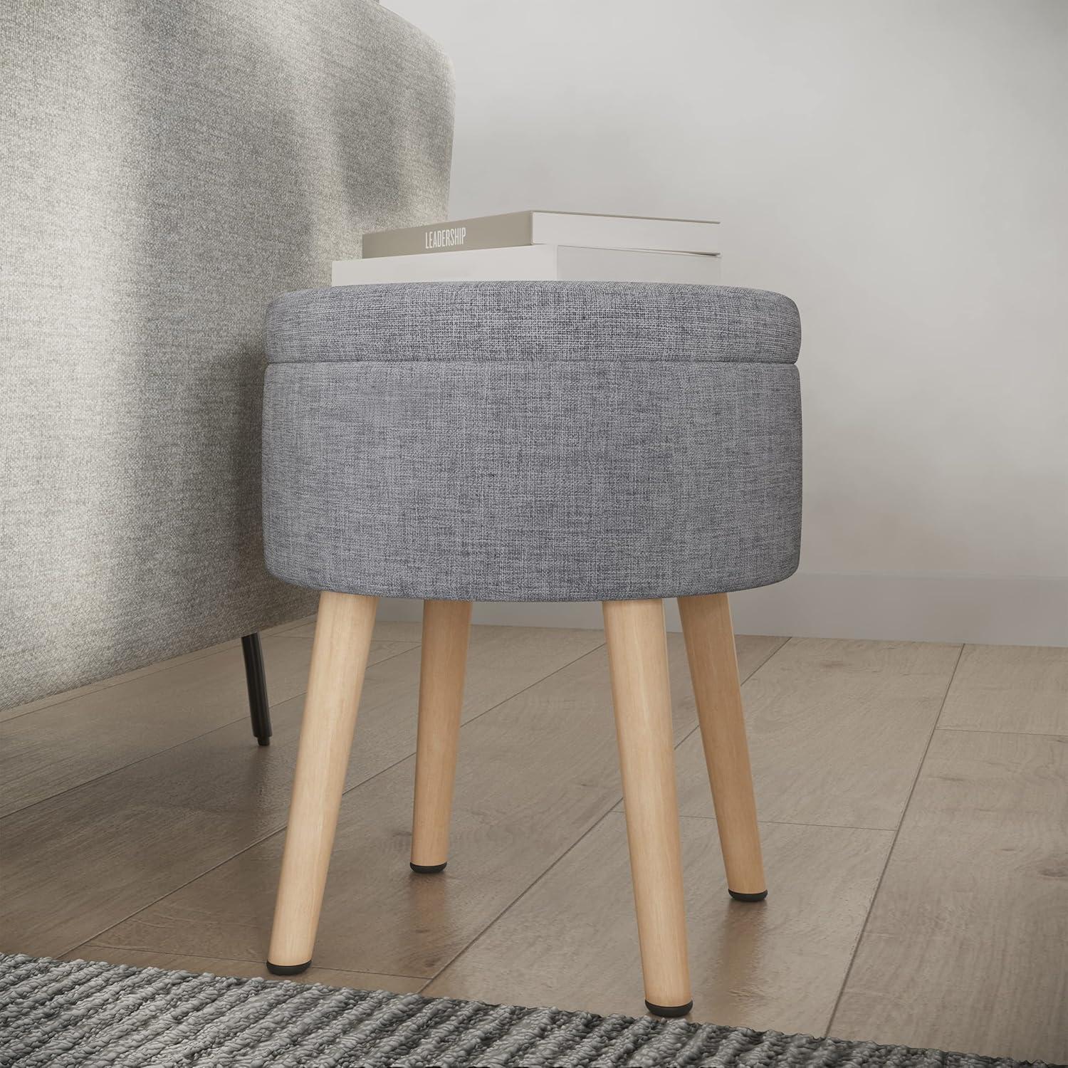imageStorage Ottoman Footrest Side Table or Storage Organizer with Removable Flip Top Hard Lid for Living Room Dorm or Apartment by Lavish Home Gray