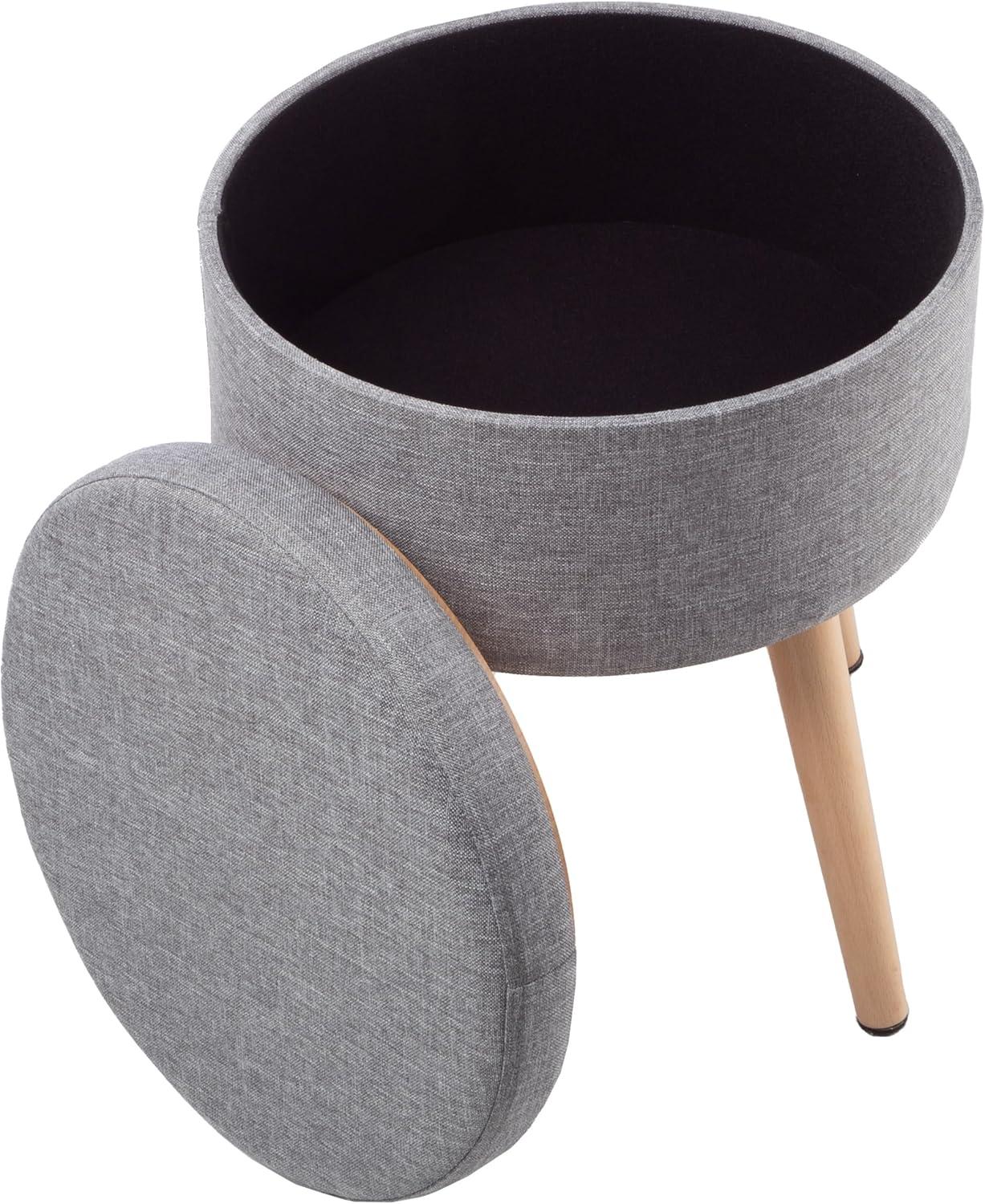imageStorage Ottoman Footrest Side Table or Storage Organizer with Removable Flip Top Hard Lid for Living Room Dorm or Apartment by Lavish Home Gray