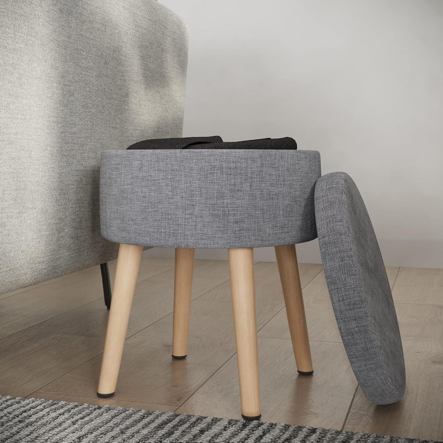 imageStorage Ottoman Footrest Side Table or Storage Organizer with Removable Flip Top Hard Lid for Living Room Dorm or Apartment by Lavish Home Gray