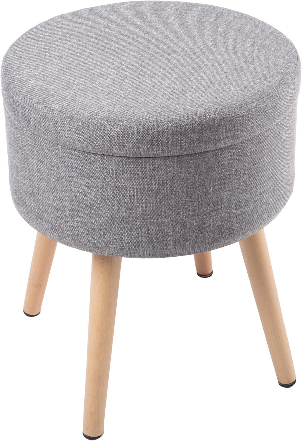 imageStorage Ottoman Footrest Side Table or Storage Organizer with Removable Flip Top Hard Lid for Living Room Dorm or Apartment by Lavish Home Gray