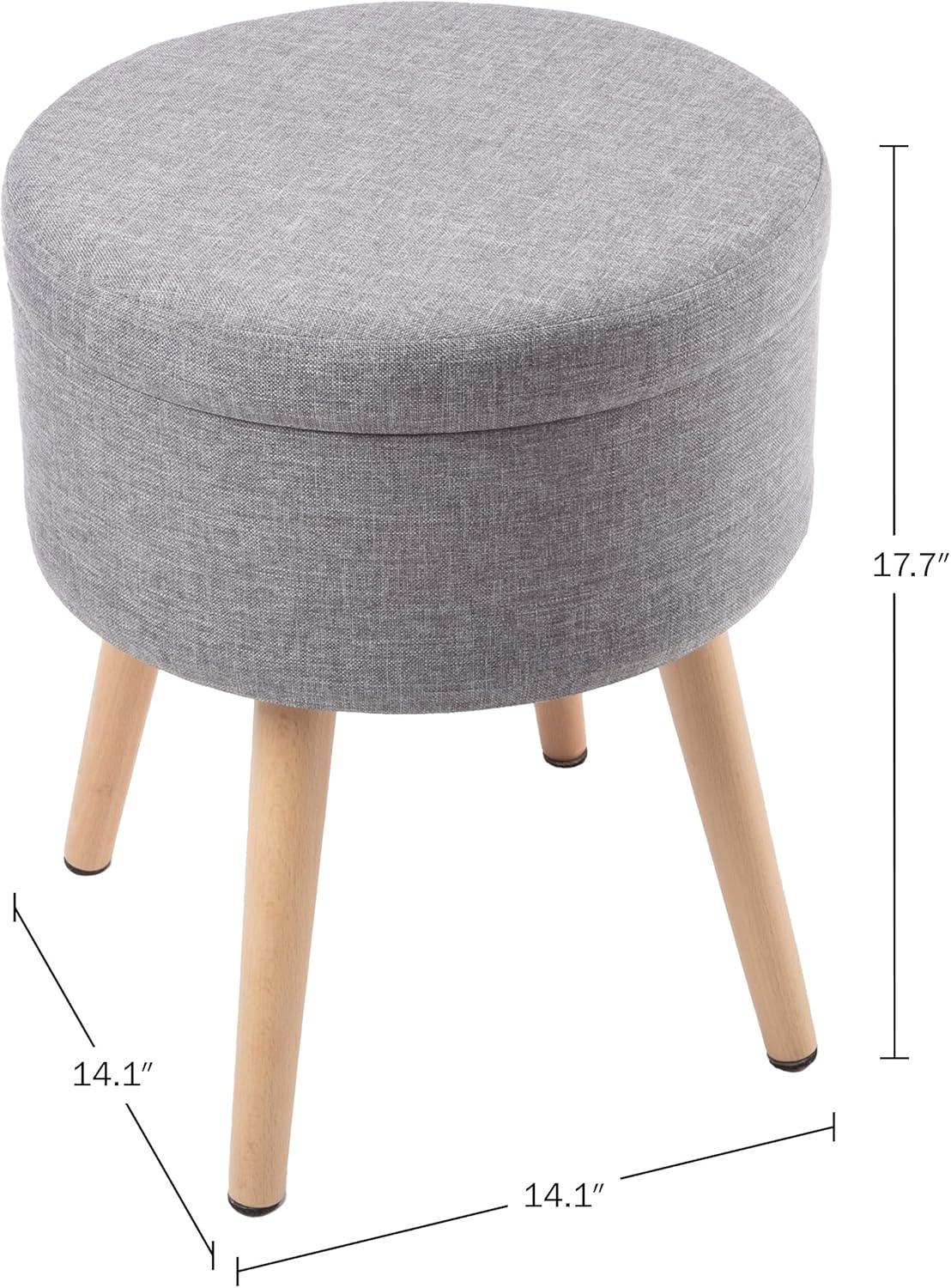 imageStorage Ottoman Footrest Side Table or Storage Organizer with Removable Flip Top Hard Lid for Living Room Dorm or Apartment by Lavish Home Gray
