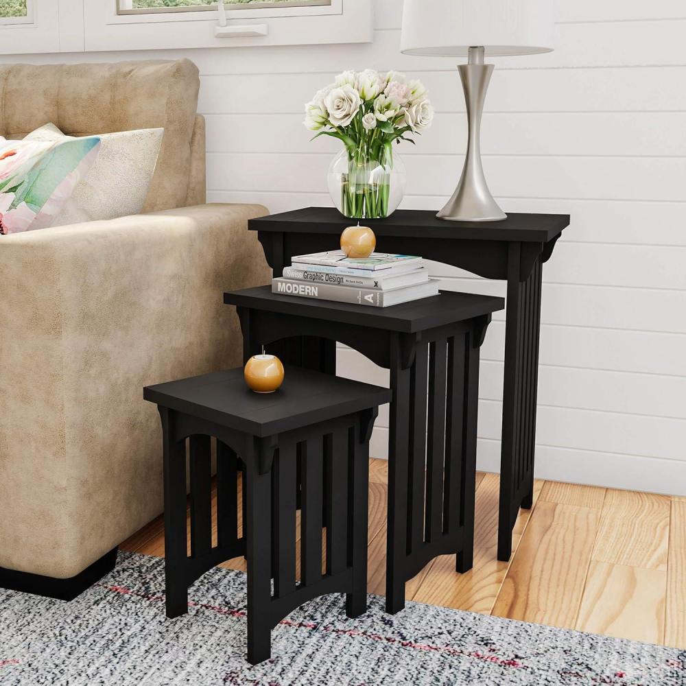 imageNesting TablesSet of 3 Traditional with Mission Style Legs for Living Room Coffee Tables or NightstandsHome Accent Furniture by Lavish Home BlackBlack