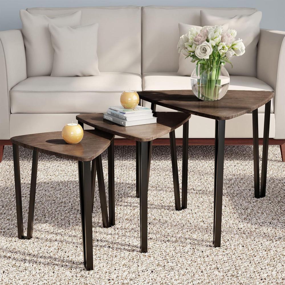 imageNesting TablesSet of 3 Traditional with Mission Style Legs for Living Room Coffee Tables or NightstandsHome Accent Furniture by Lavish Home BlackBrown
