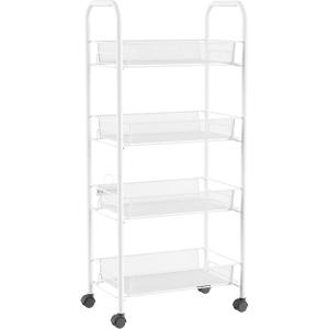 Lavish Home 4-Tiered Narrow Rolling Storage Shelves – Mobile Space Saving Utility Organizer Cart for Kitchen, Bathroom, Laundry, Garage or Office