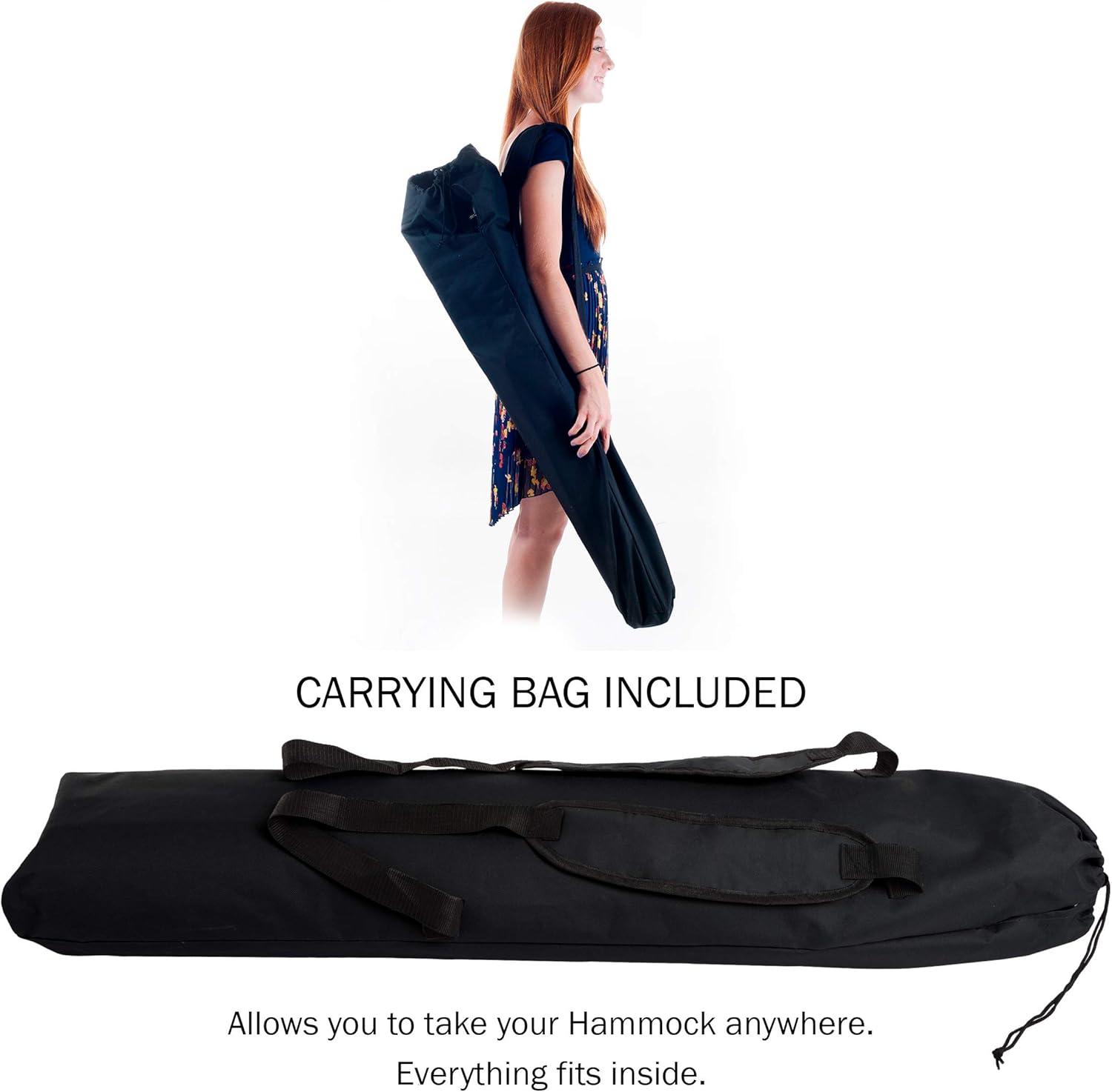 imageHammock with Stand Included Portable Hammock Fits into Carry Bag for Easy Travel Perfect for Backyard Pool Beach Hiking by Lavish Home Black