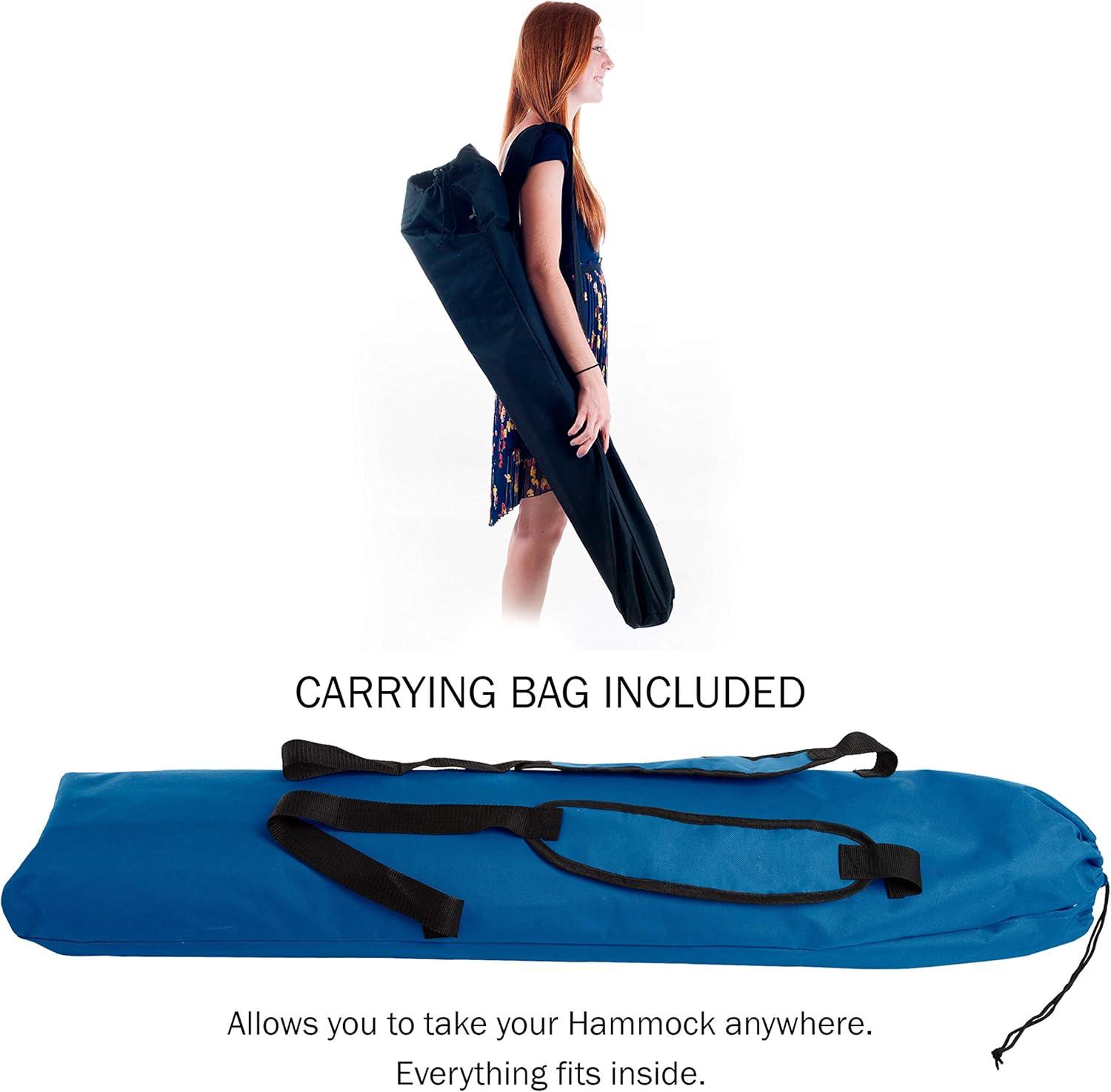 imageHammock with Stand Included Portable Hammock Fits into Carry Bag for Easy Travel Perfect for Backyard Pool Beach Hiking by Lavish Home Red