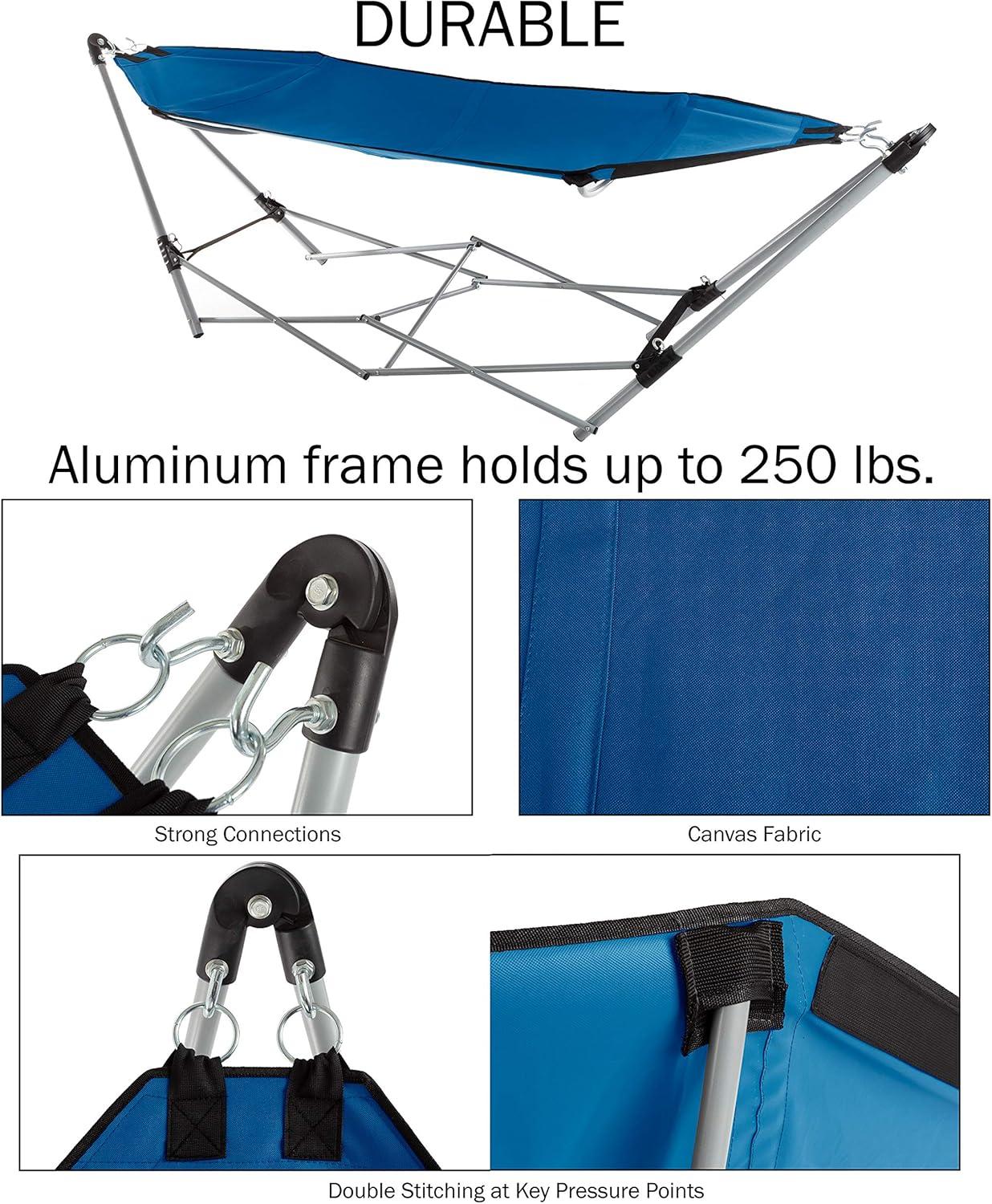 imageHammock with Stand Included Portable Hammock Fits into Carry Bag for Easy Travel Perfect for Backyard Pool Beach Hiking by Lavish Home Red