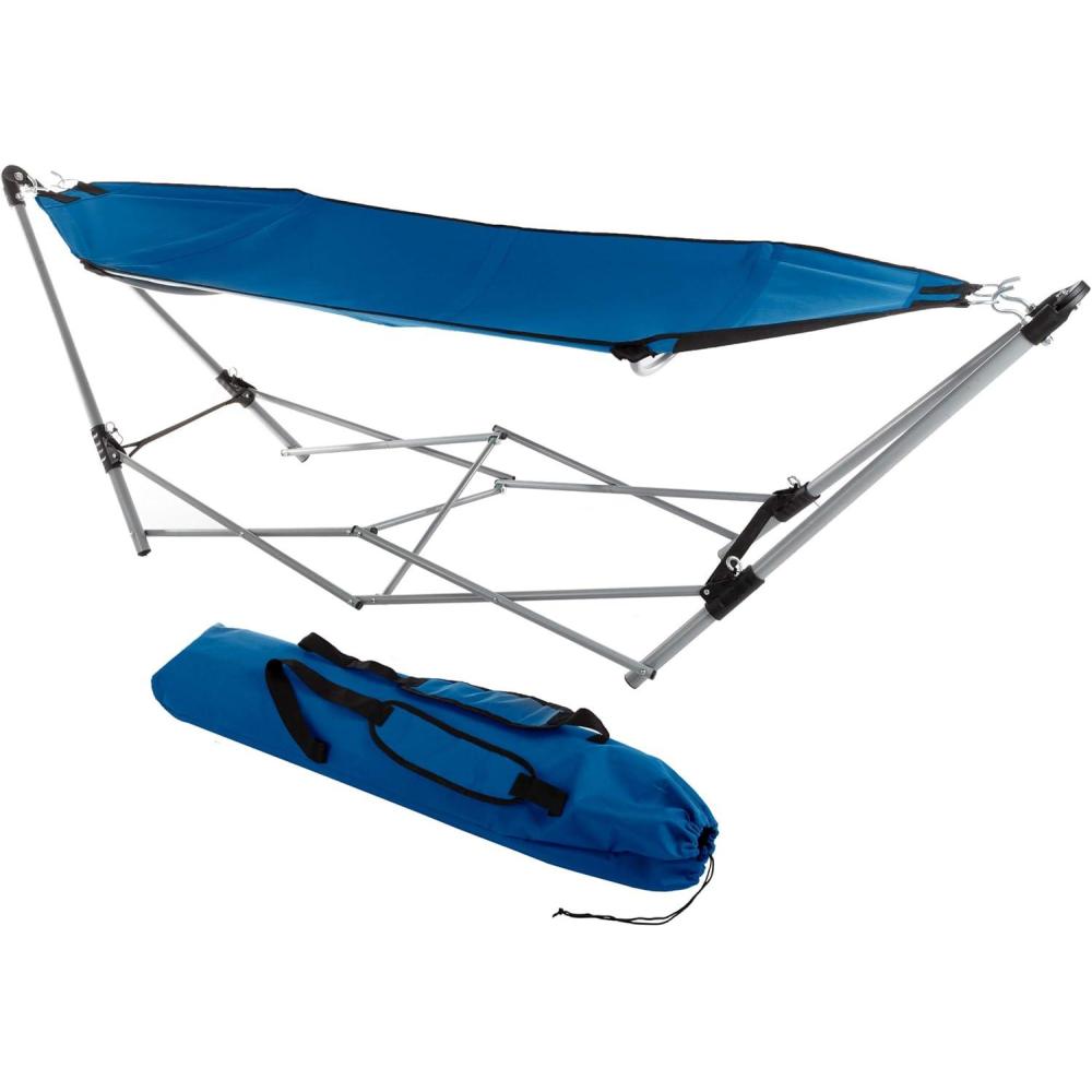 imageHammock with Stand Included Portable Hammock Fits into Carry Bag for Easy Travel Perfect for Backyard Pool Beach Hiking by Lavish Home Red