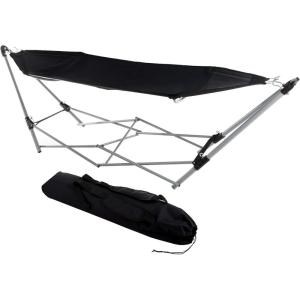 Hammock with Stand Included – Portable Hammock Fits into Carry Bag for Easy Travel – Perfect for Backyard, Pool, Beach, Hiking by Lavish Home (Black)