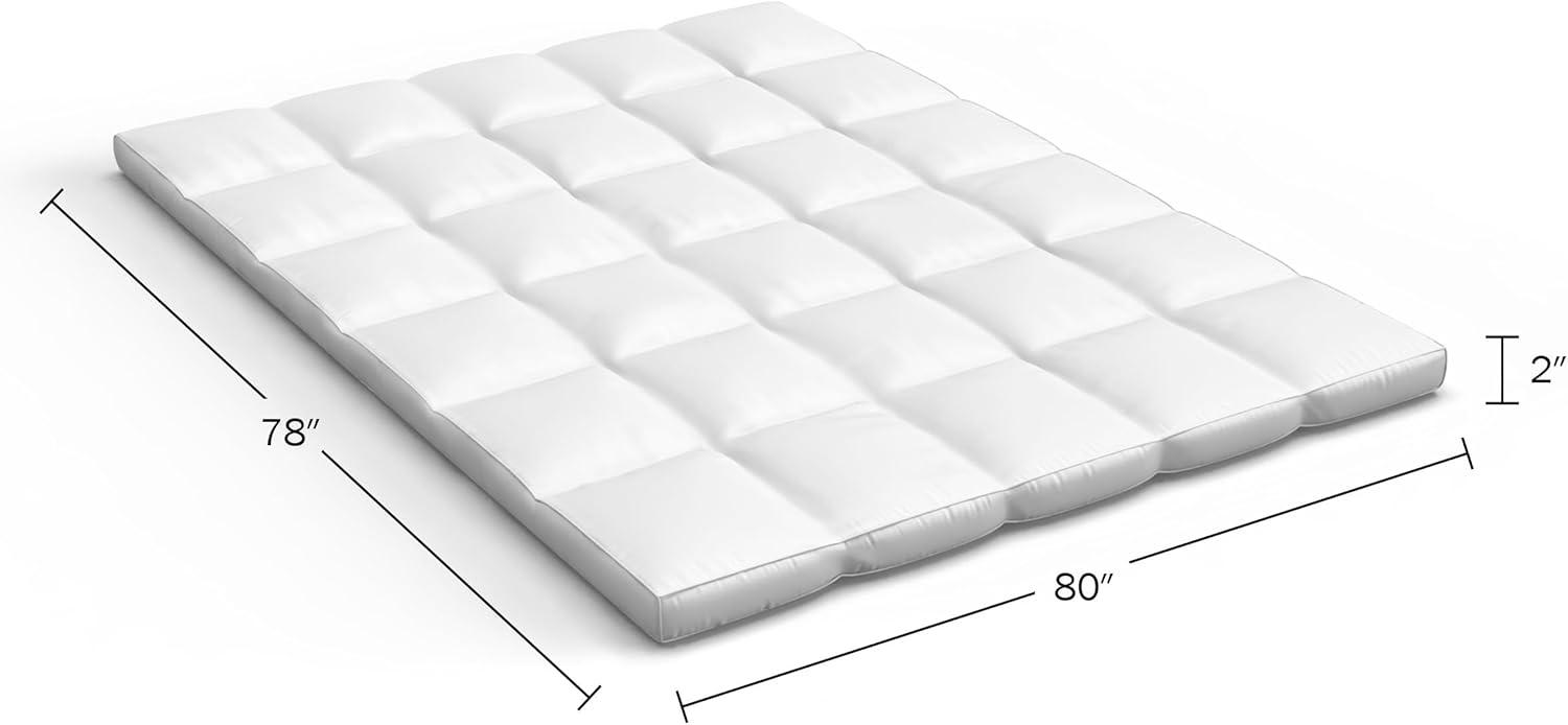 imageLavish Home King Size Mattress Topper 2Inch Duck Feather Gusset Mattress Pad for Beds 233Thread Count Cotton Mattress Cover White