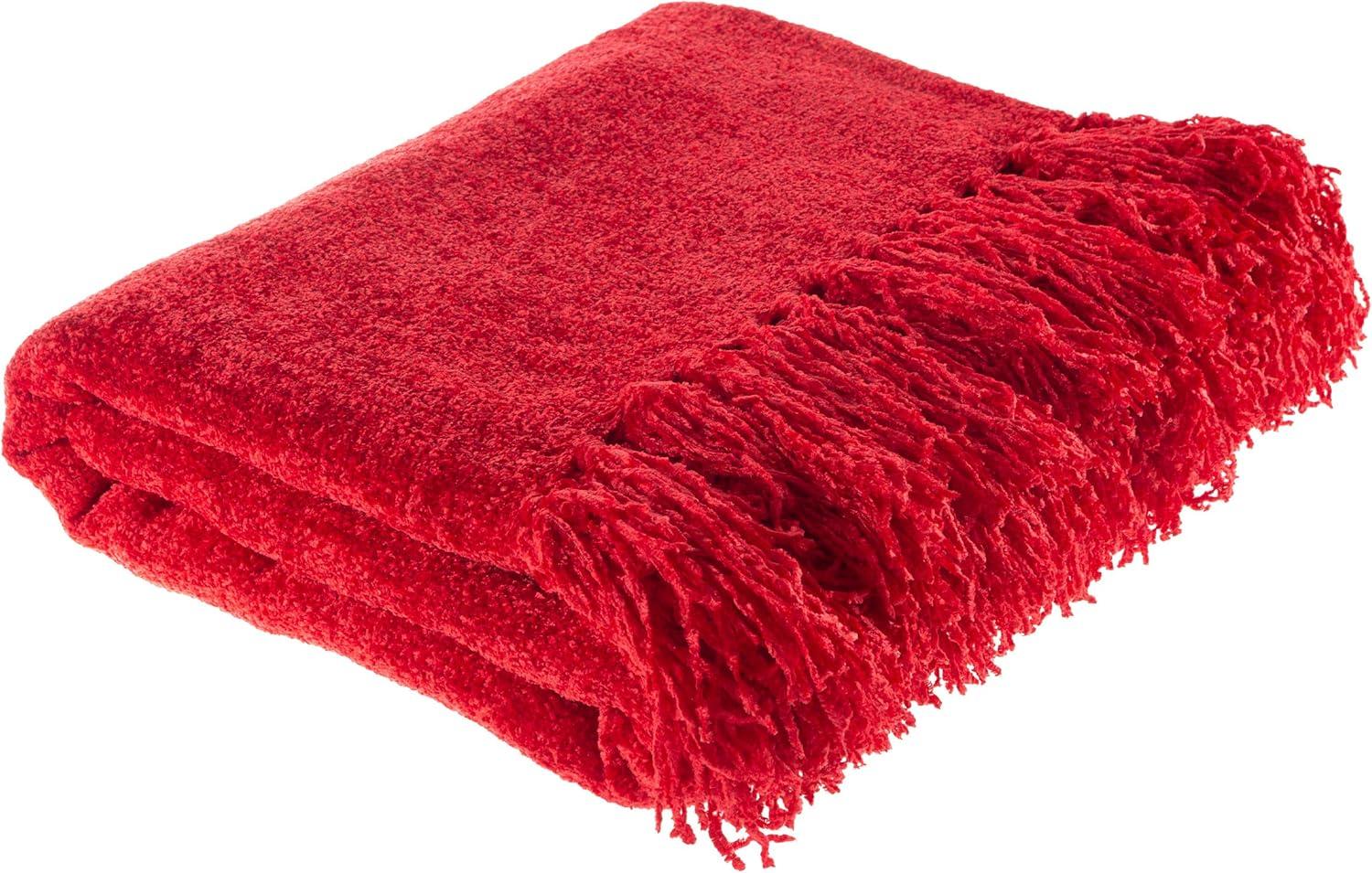 imageChenille Throw Blanket For Couch Home Dcor Bed Sofa amp ChairOversized 60 x 70 Lightweight 5 Fringe UltraSoft amp Shiny in Lagoon Teal by LHC Vineyard Red