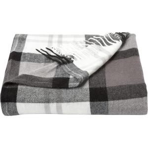 Lavish Home Soft Throw Blanket – Oversized, Vintage-Look, and Cashmere-Like Woven Acrylic Throw for Breathable Comfort (Gray/White Plaid)