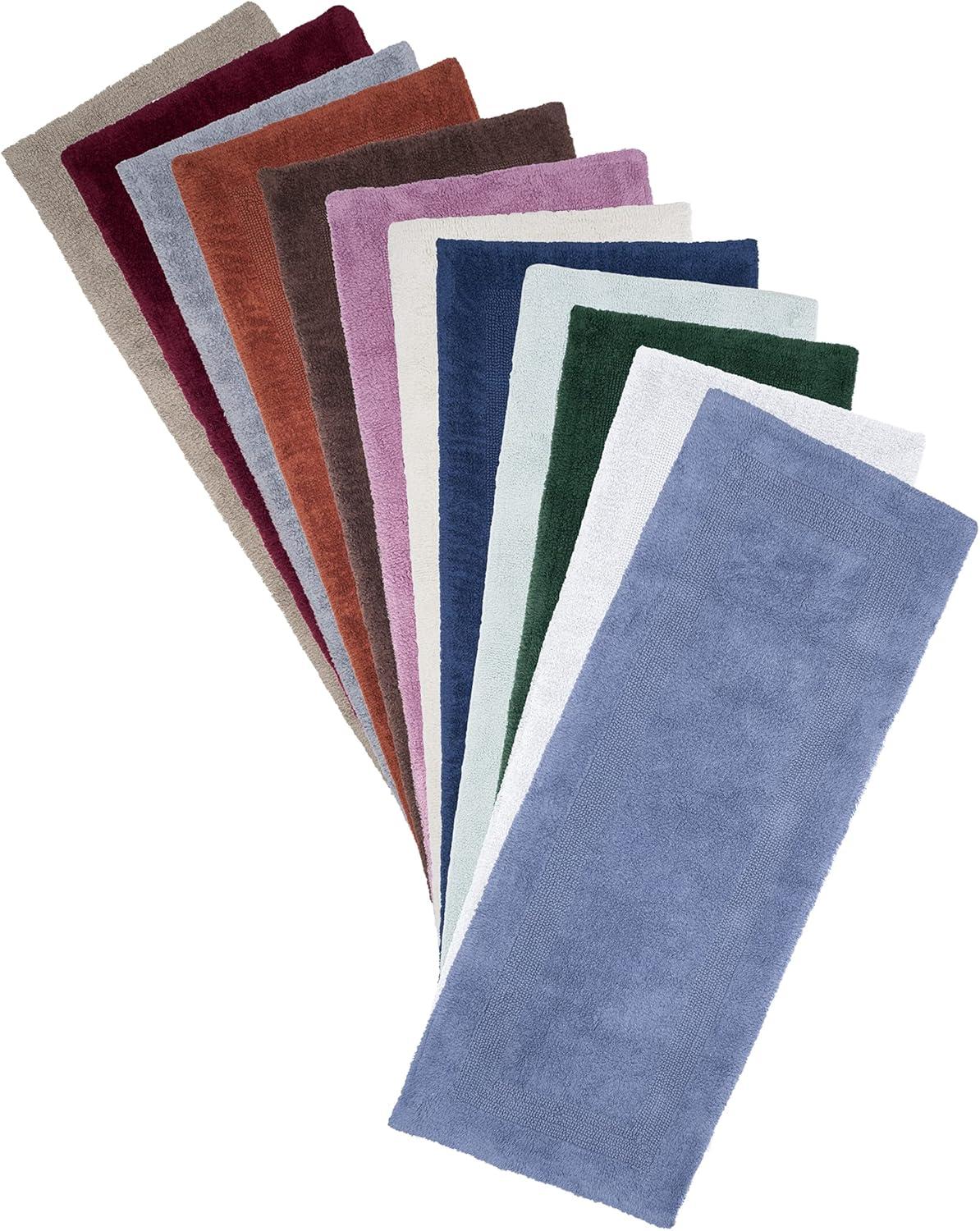 imageLavish Home Reversible Long Bath Mat 60x24Inch Plush Cotton Bathroom Runner Machine Washable Bath Mats for Bathroom Kitchen or Laundry Room Green