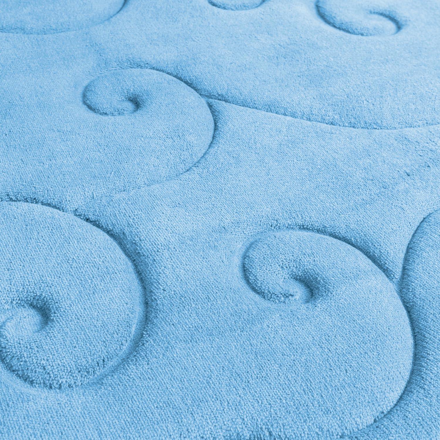 image2 pc Memory Foam Bath Mat Set by Bedford Home Coral Fleece Embossed Pattern Blue