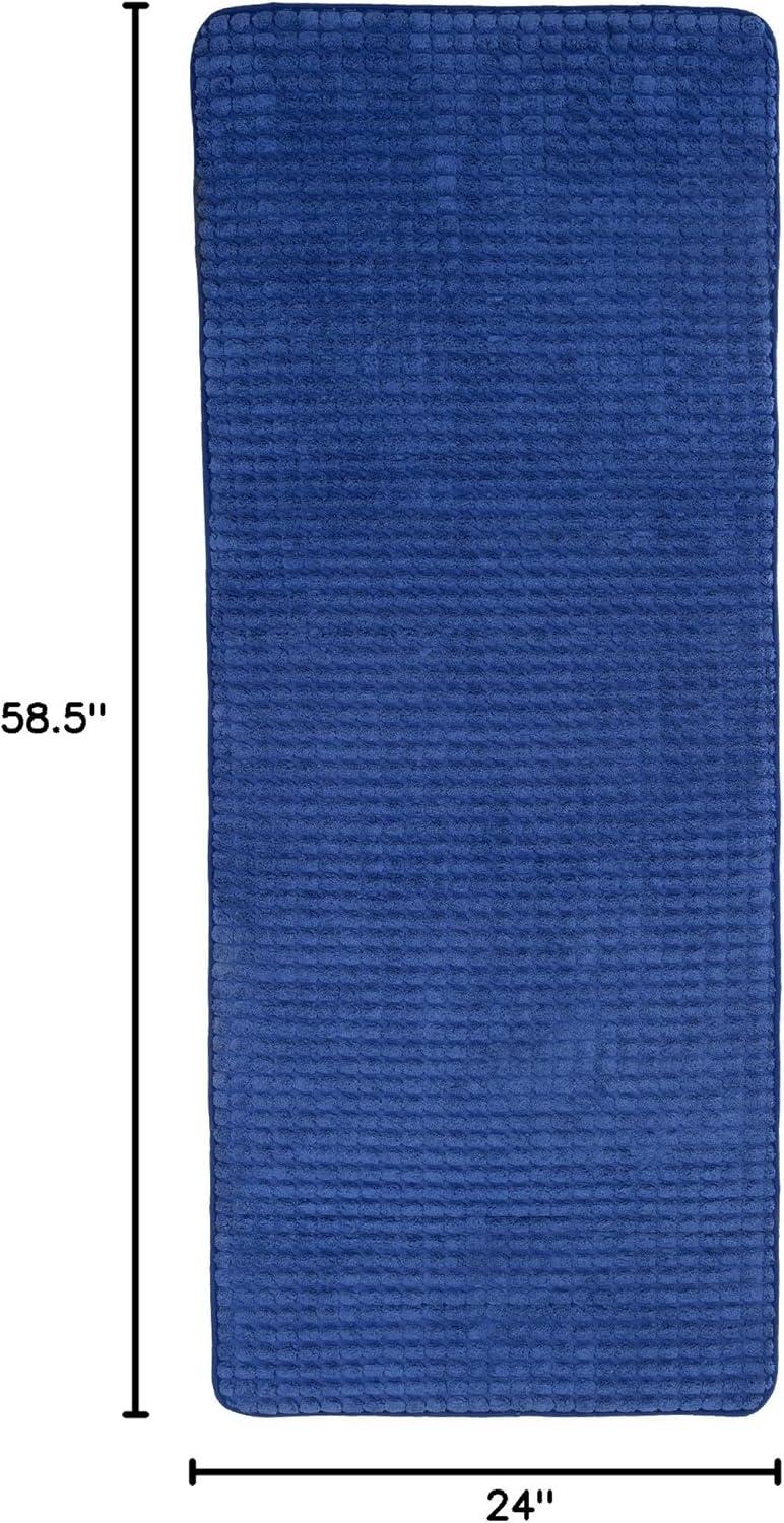 image24x59 Memory Foam Extra Long Bath Mat by Lavish Home Woven Jacquard Fleece Navy