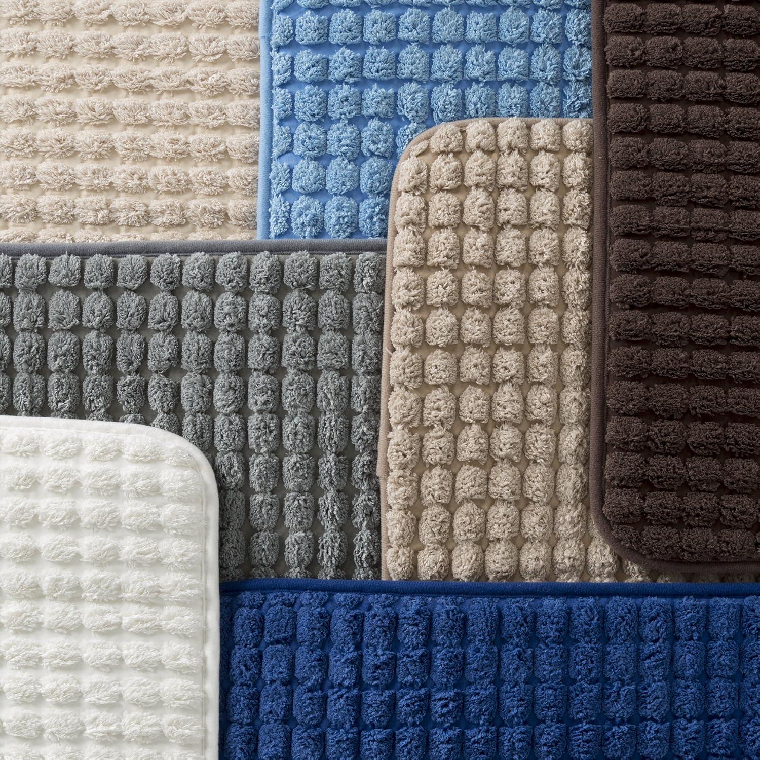 image24x59 Memory Foam Extra Long Bath Mat by Lavish Home Woven Jacquard Fleece Navy