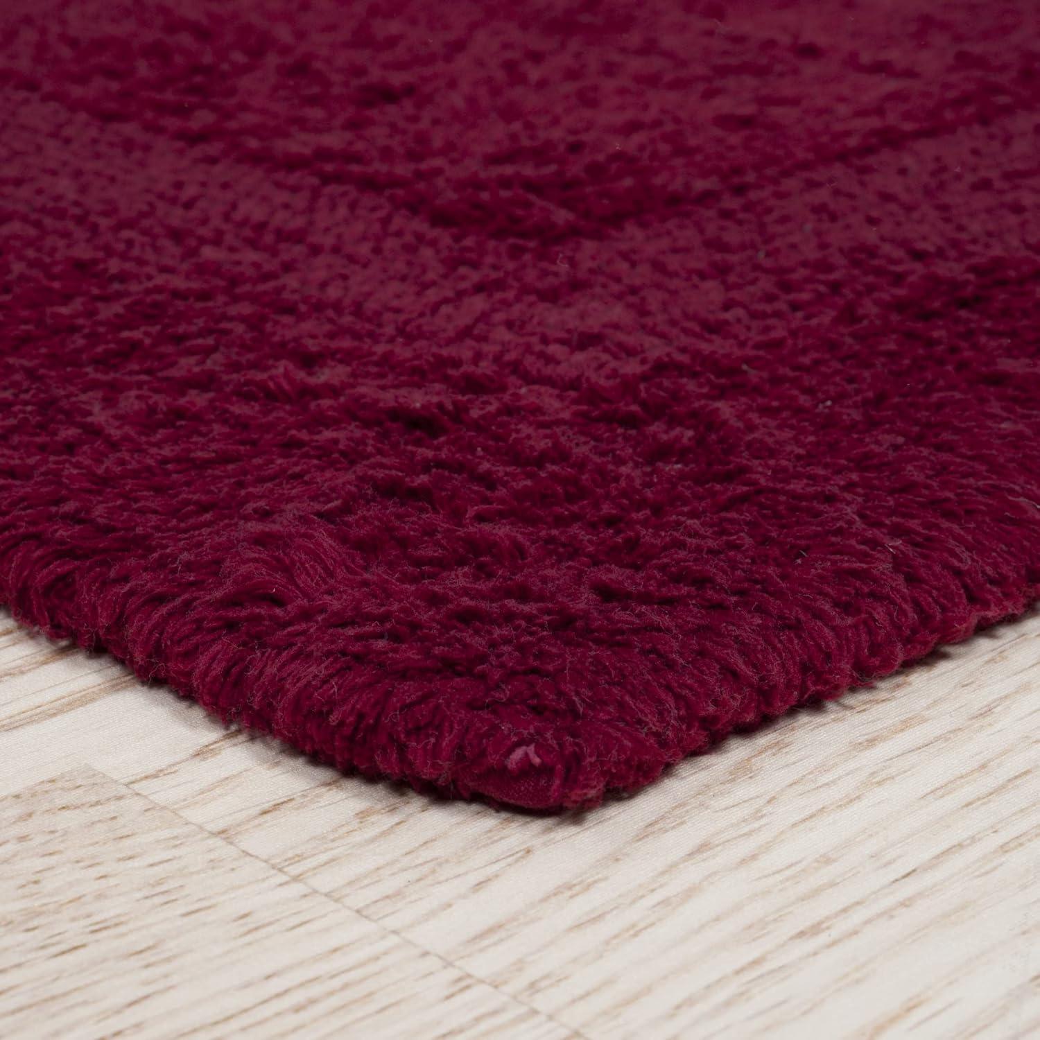 imageCotton Bath Mat Set 2 Piece 100 Percent Cotton Mats Reversible Soft Absorbent and Machine Washable Bathroom Rugs By Lavish Home Burgundy 35x22x05