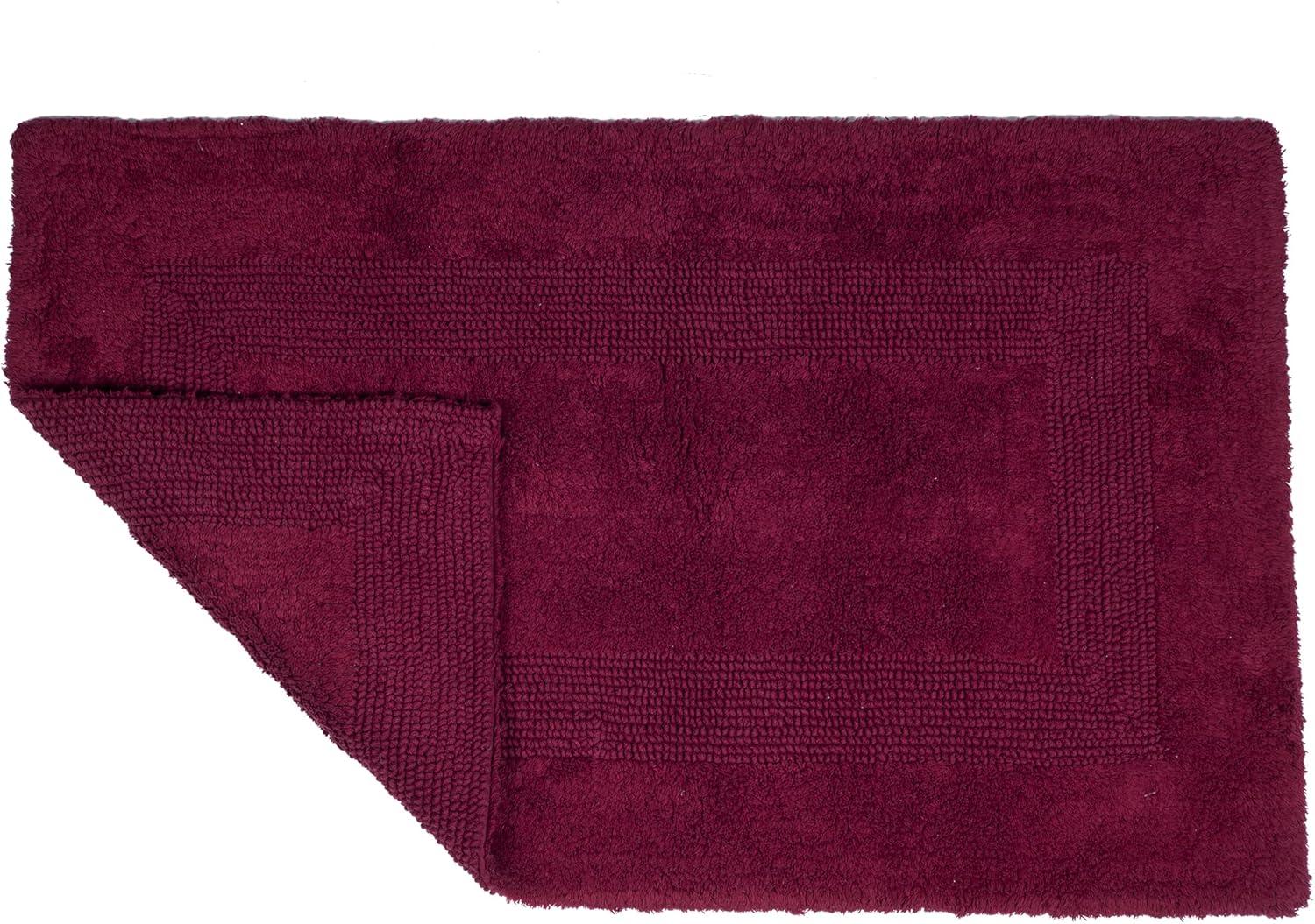 imageCotton Bath Mat Set 2 Piece 100 Percent Cotton Mats Reversible Soft Absorbent and Machine Washable Bathroom Rugs By Lavish Home Burgundy 35x22x05