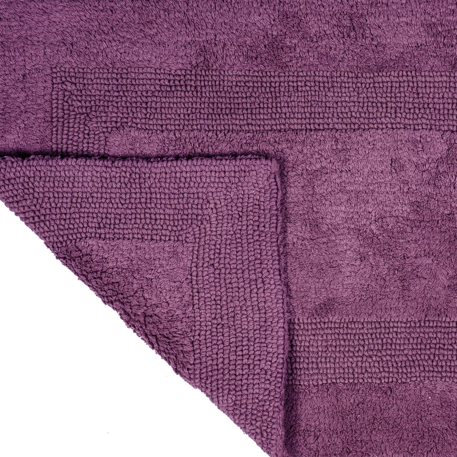 imageLavish Home Reversible Long Bath Mat 60x24Inch Plush Cotton Bathroom Runner Machine Washable Bath Mats for Bathroom Kitchen or Laundry Room EggplantEggplant