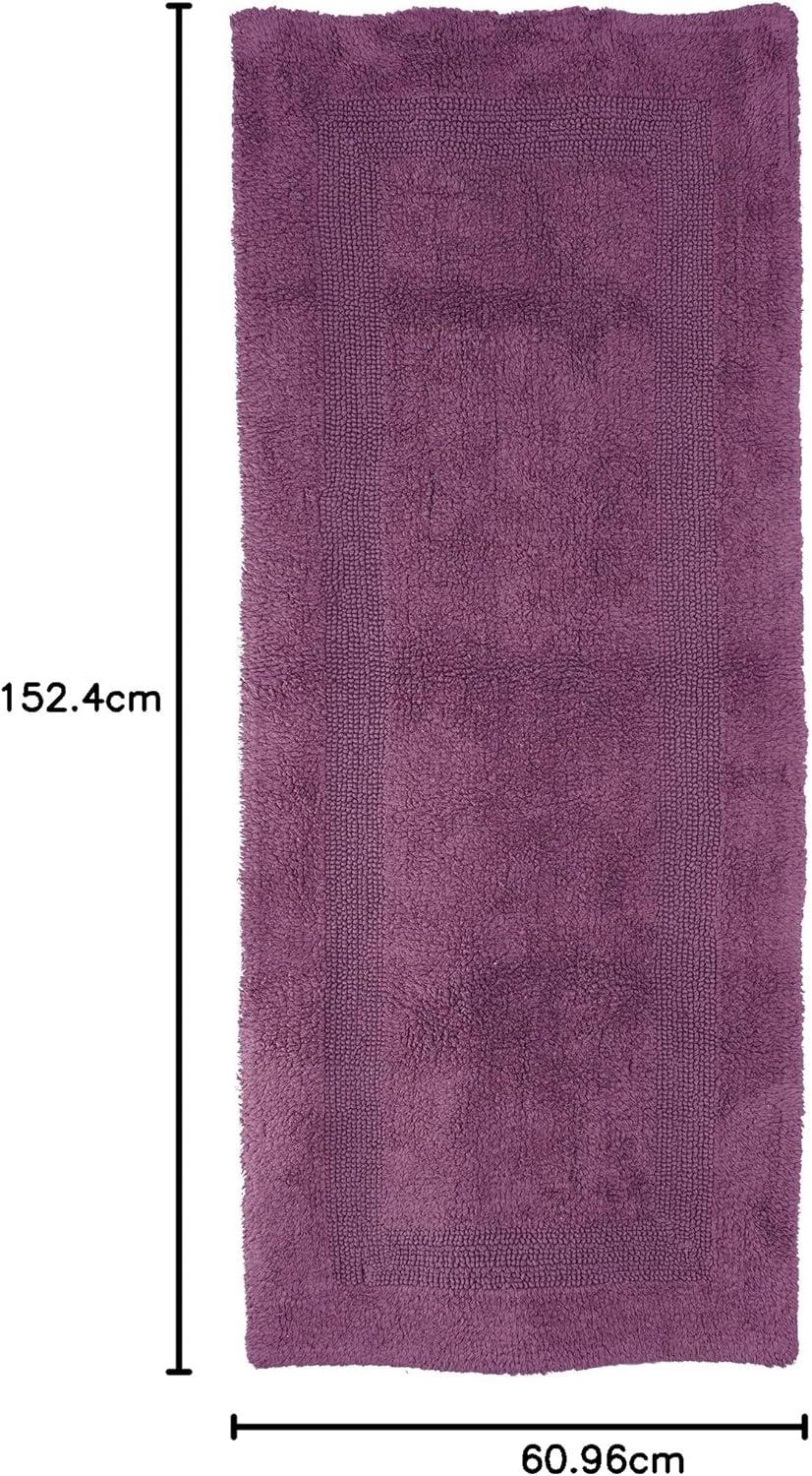 imageLavish Home Reversible Long Bath Mat 60x24Inch Plush Cotton Bathroom Runner Machine Washable Bath Mats for Bathroom Kitchen or Laundry Room EggplantEggplant