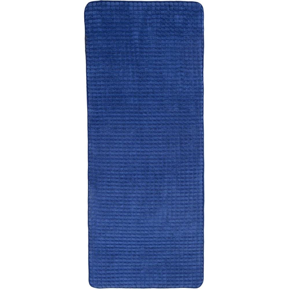 image24x59 Memory Foam Extra Long Bath Mat by Lavish Home Woven Jacquard Fleece Navy