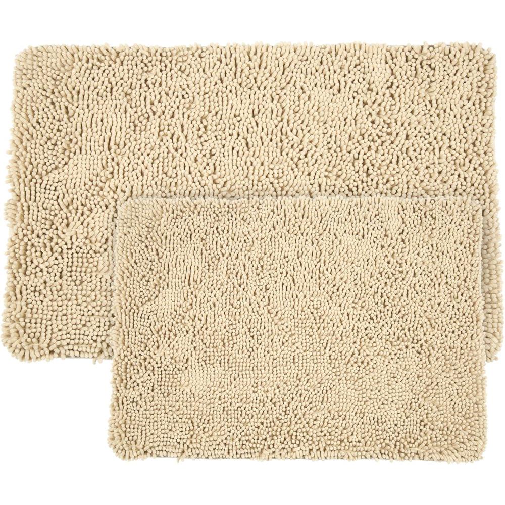 imageLavish Home 2 Piece Memory Foam Shag Bath Mat Ivory
