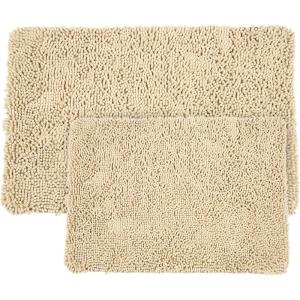 Lavish Home 2 Piece Memory Foam Shag Bath Mat – Ivory