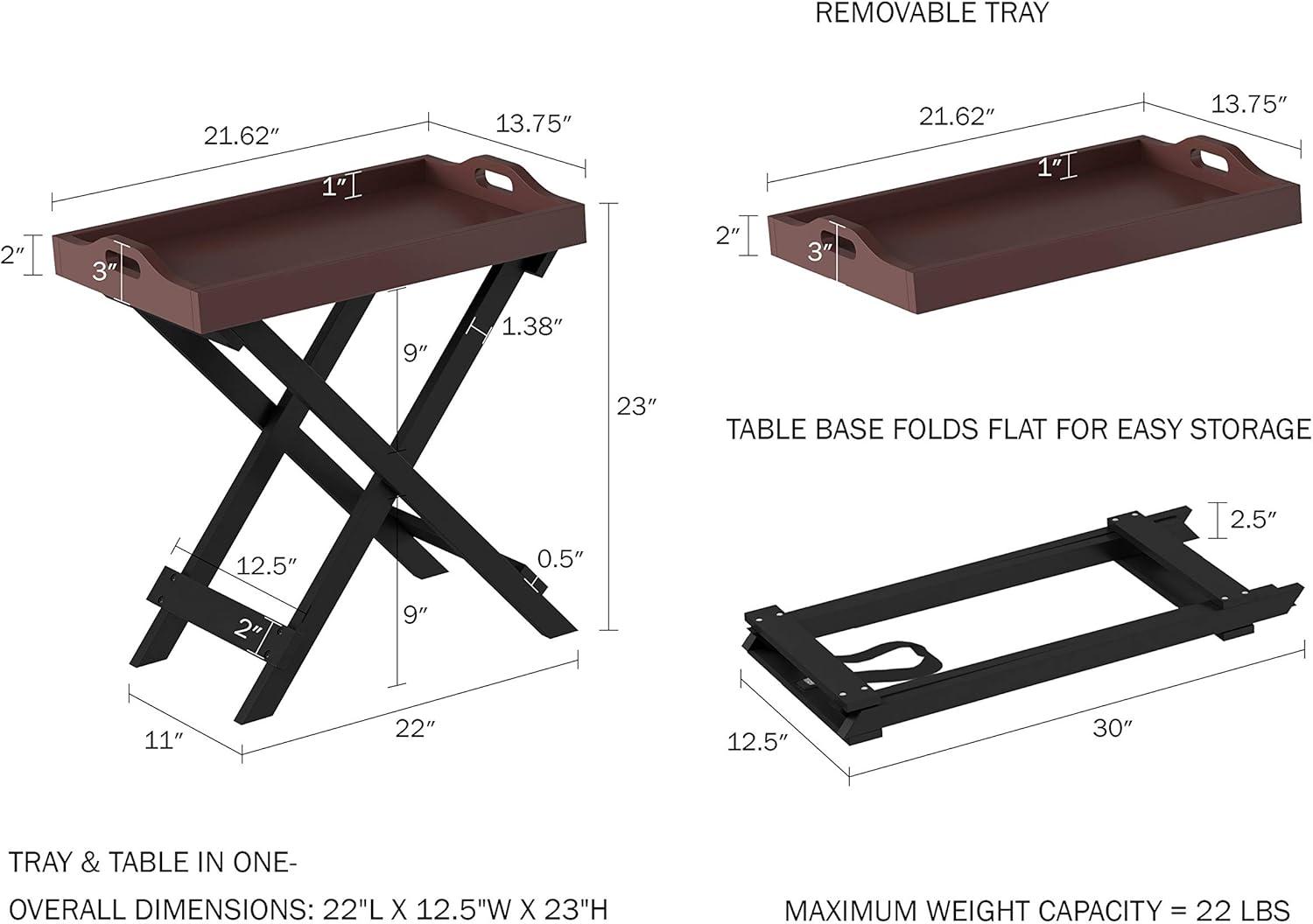 imageLavish Home End Folding Modern Minimalist Wooden Contemporary Side Table Multifunctional Portable Stylish Serving Snack or Lap Tray Suitable for Indoor and Outdoor Use BROWNCherry