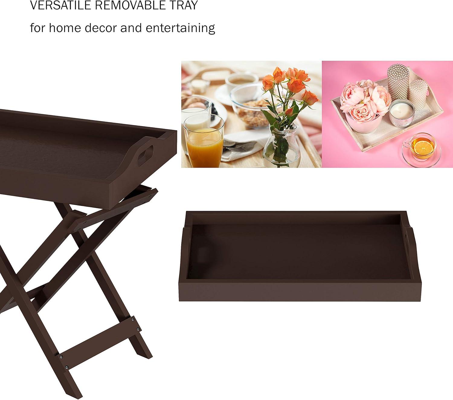 imageLavish Home End Folding Modern Minimalist Wooden Contemporary Side Table Multifunctional Portable Stylish Serving Snack or Lap Tray Suitable for Indoor and Outdoor Use BROWNBrown