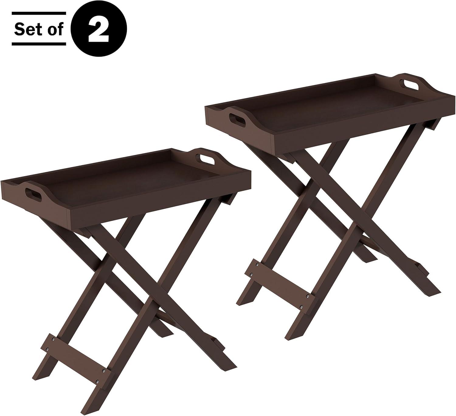 imageLavish Home End Folding Modern Minimalist Wooden Contemporary Side Table Multifunctional Portable Stylish Serving Snack or Lap Tray Suitable for Indoor and Outdoor Use BROWNBrown