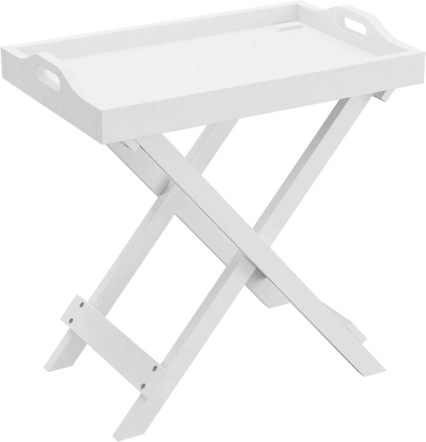 imageLavish Home End Folding Modern Minimalist Wooden Contemporary Side Table Multifunctional Portable Stylish Serving Snack or Lap Tray Suitable for Indoor and Outdoor Use BROWNWhite