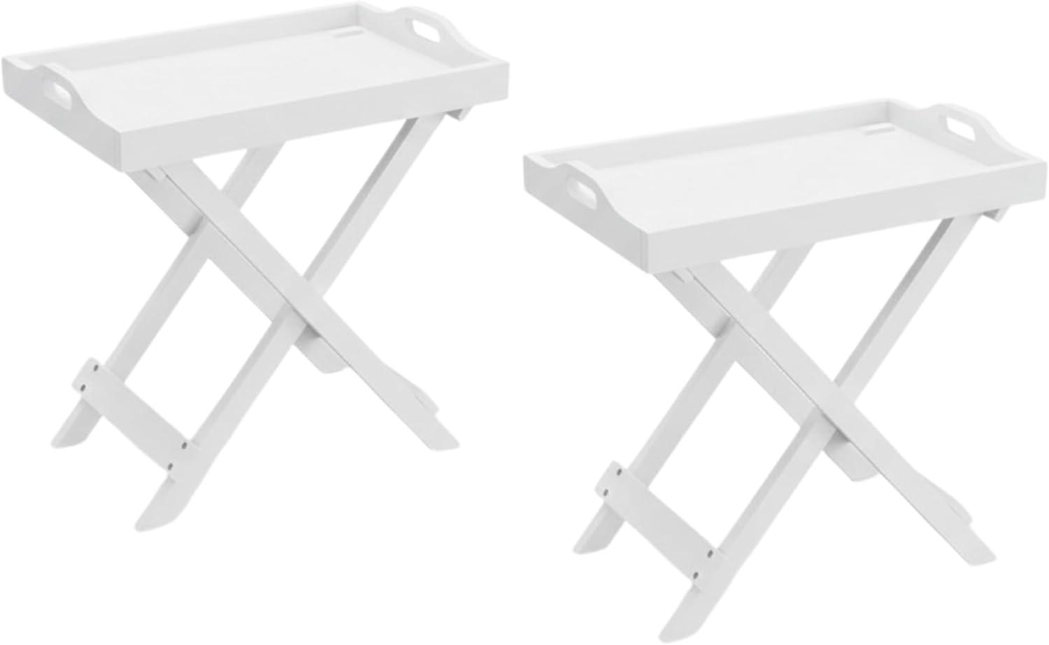 imageLavish Home End Folding Modern Minimalist Wooden Contemporary Side Table Multifunctional Portable Stylish Serving Snack or Lap Tray Suitable for Indoor and Outdoor Use BROWNWhite