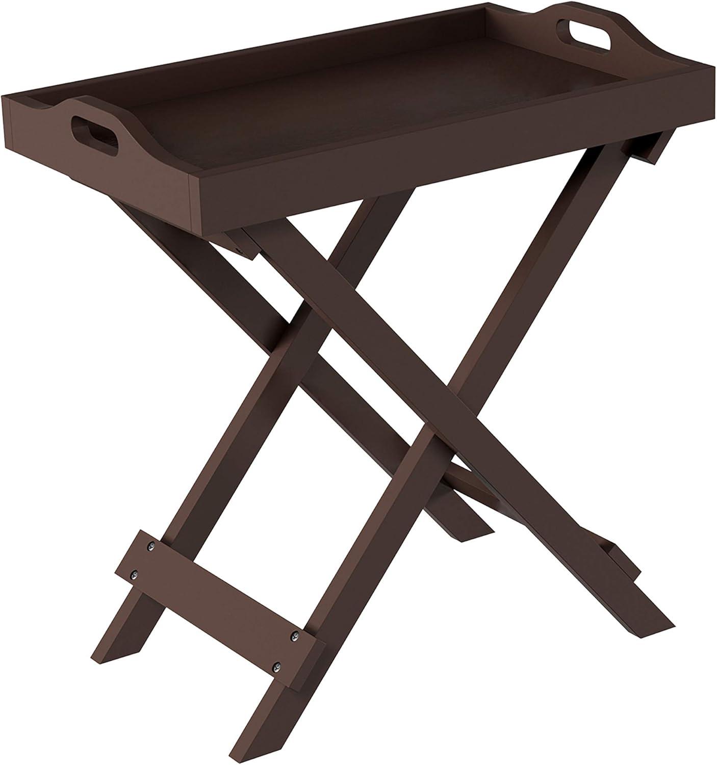 imageLavish Home End Folding Modern Minimalist Wooden Contemporary Side Table Multifunctional Portable Stylish Serving Snack or Lap Tray Suitable for Indoor and Outdoor Use BROWNBrown