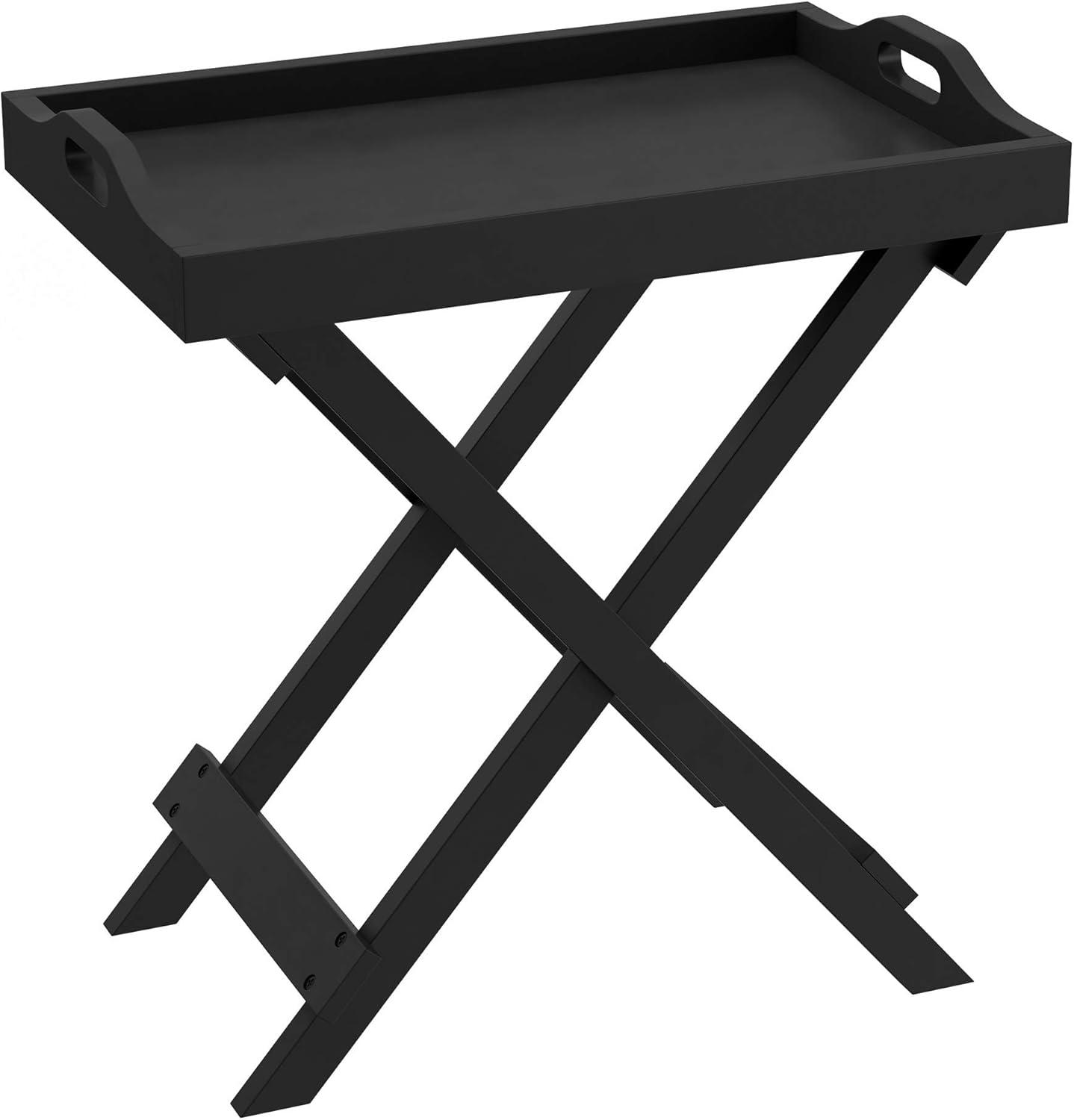 imageLavish Home End Folding Modern Minimalist Wooden Contemporary Side Table Multifunctional Portable Stylish Serving Snack or Lap Tray Suitable for Indoor and Outdoor Use BROWNBlack