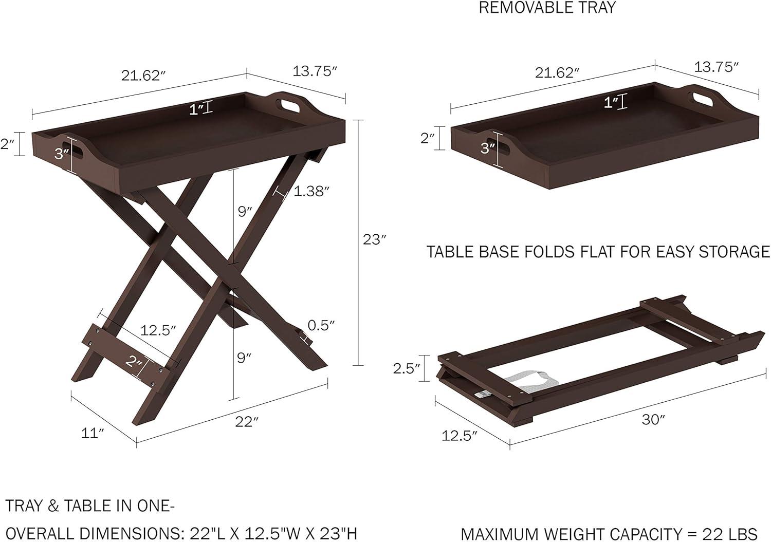 imageLavish Home End Folding Modern Minimalist Wooden Contemporary Side Table Multifunctional Portable Stylish Serving Snack or Lap Tray Suitable for Indoor and Outdoor Use BROWNBrown