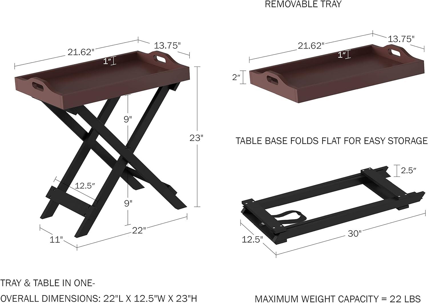 imageLavish Home End Folding Modern Minimalist Wooden Contemporary Side Table Multifunctional Portable Stylish Serving Snack or Lap Tray Suitable for Indoor and Outdoor Use BROWNCherry