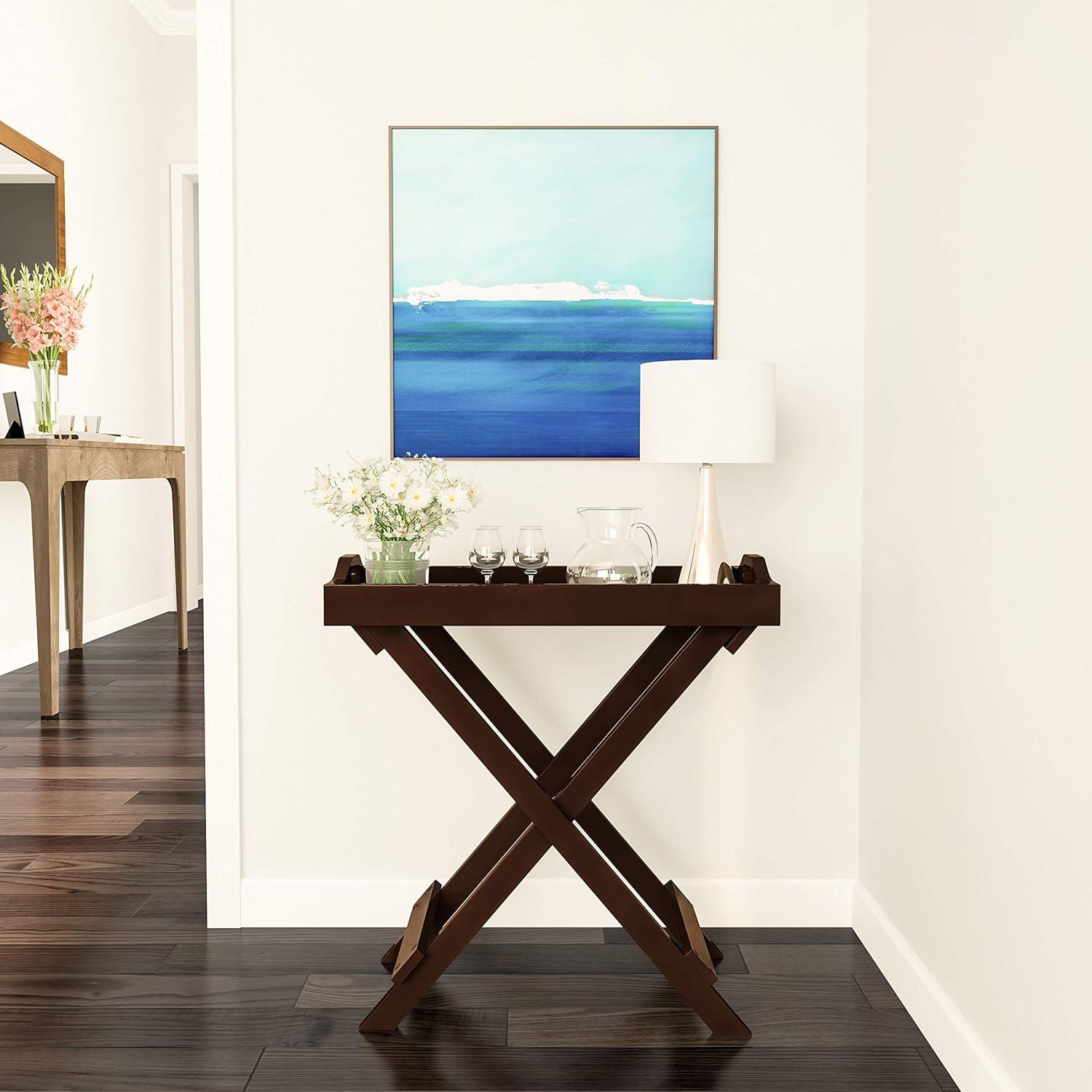 imageLavish Home End Folding Modern Minimalist Wooden Contemporary Side Table Multifunctional Portable Stylish Serving Snack or Lap Tray Suitable for Indoor and Outdoor Use BROWNBrown