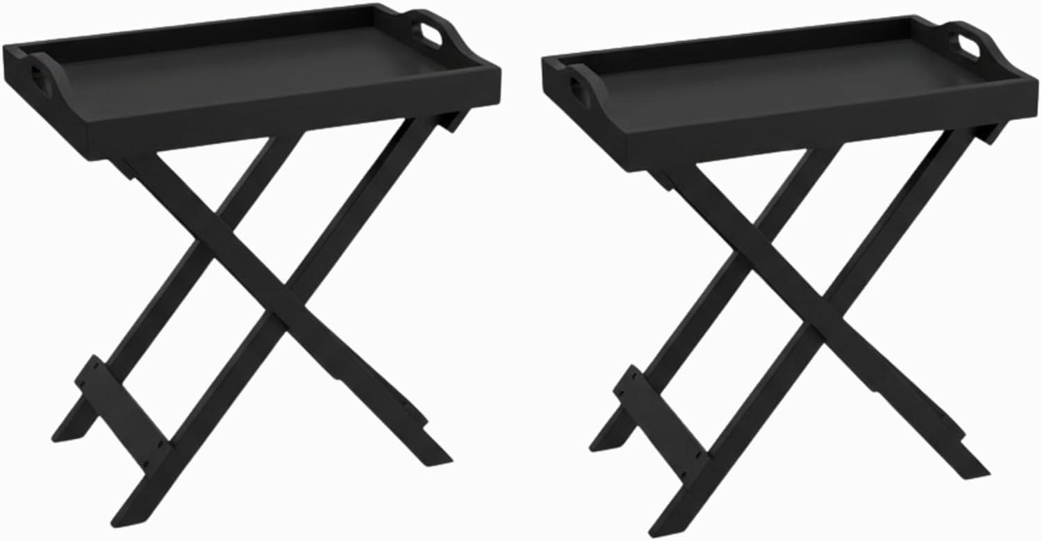 imageLavish Home End Folding Modern Minimalist Wooden Contemporary Side Table Multifunctional Portable Stylish Serving Snack or Lap Tray Suitable for Indoor and Outdoor Use BROWNBlack